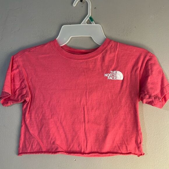 The North Face Shirt Girls 7/8 Short Sleeve Pink Happy Trails - Picture 1 of 8